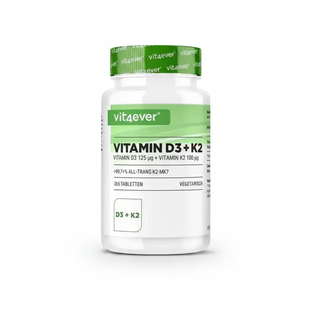 VIT4EVER Vitamin D3 + K2 (5000 IE / 100 µg) – 365 tabletter